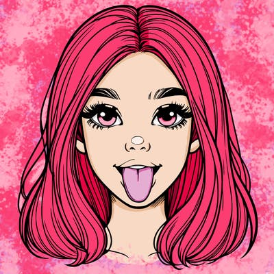 realistic girl with her tongue out