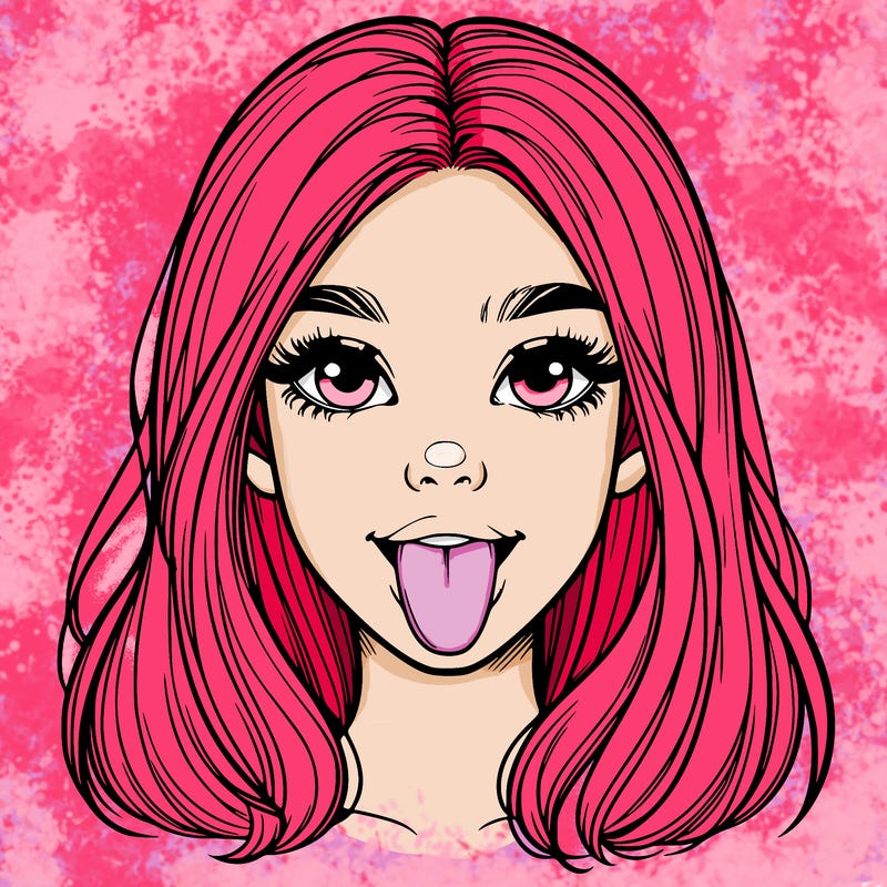 realistic girl with her tongue out