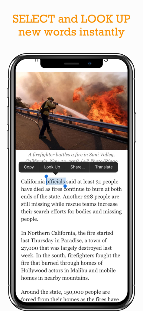 Learn American English Podcast - Select and look up new words instantly while reading English news
