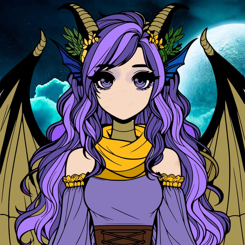 realistic girl with dragon wings horns and a tail