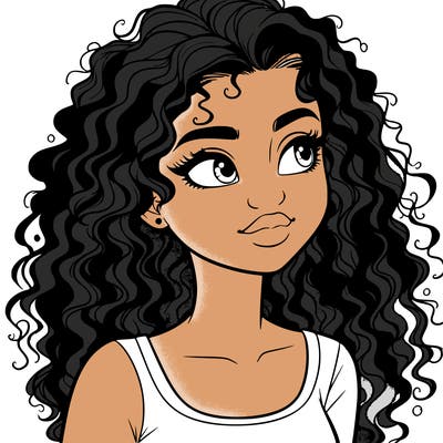 realistic girl with curly hair