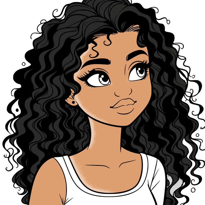 realistic girl with curly hair