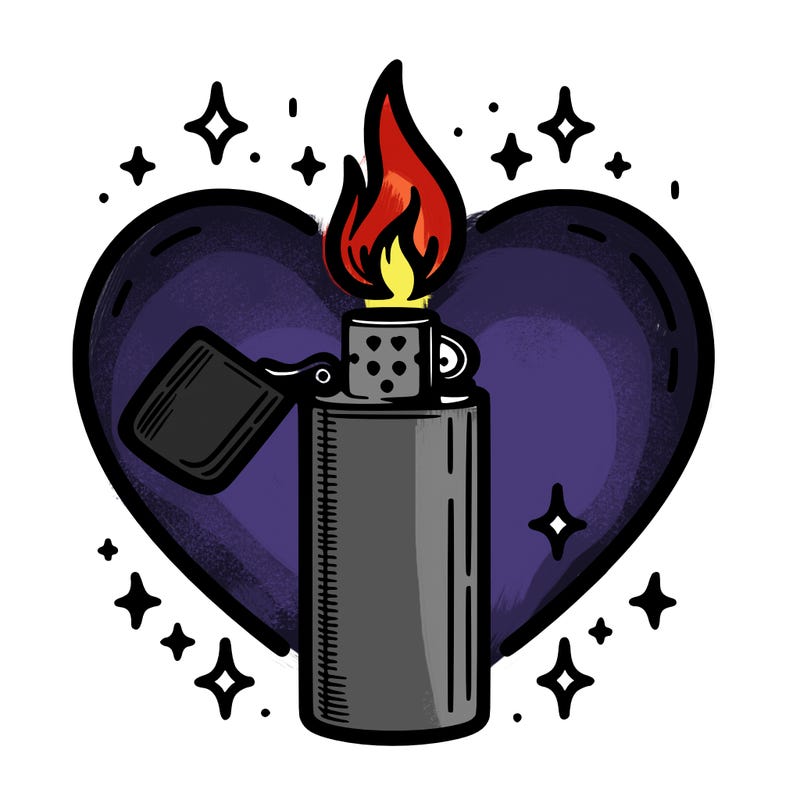 lighter but the fire is in heart shape