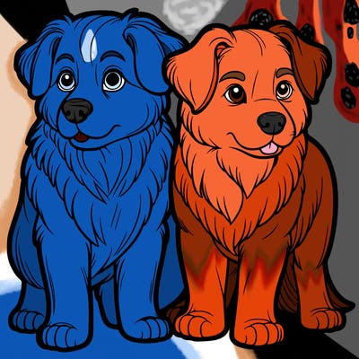 two realistic dogs next to each other