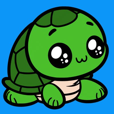 cute little animated turtle