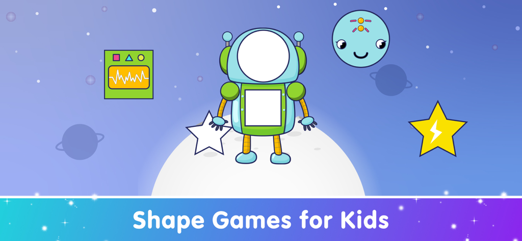 Games for Kids 2 5 Years Old - Educational shape matching game for kids featuring a robot on the moon