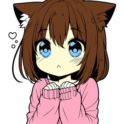 shy anime catgirl