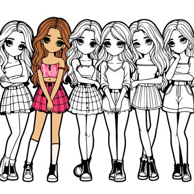 a group of girls realistic