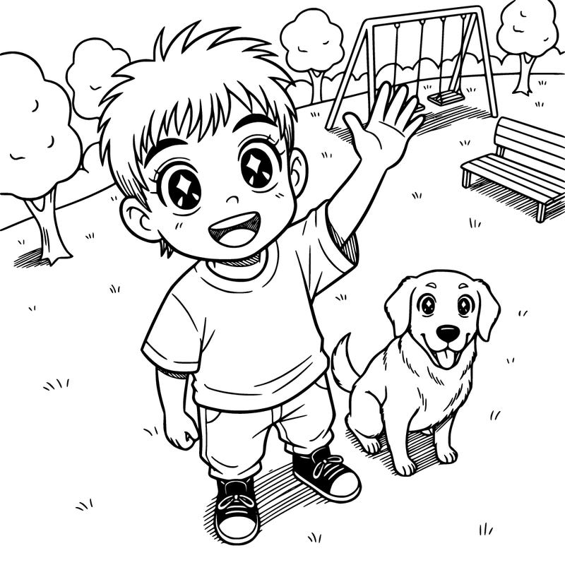 8 year old kid in a gray shirt and pink pants and black shoes with short brown hair with bangs