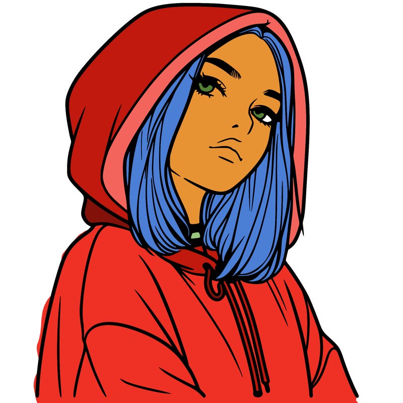 a realistic girl in a hoodie