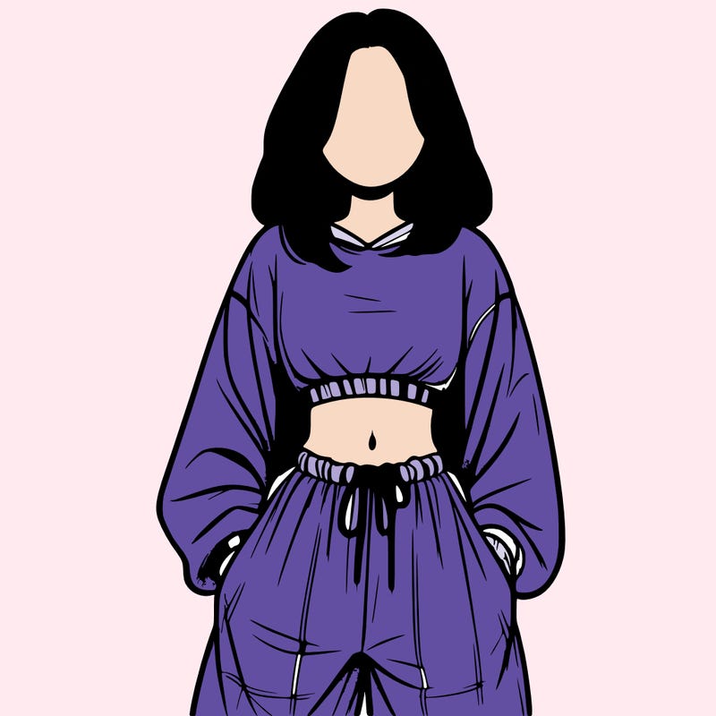 realistic girl faceless with baggy pants and a crop top