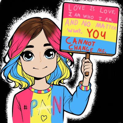 realistic girl holding up a sign