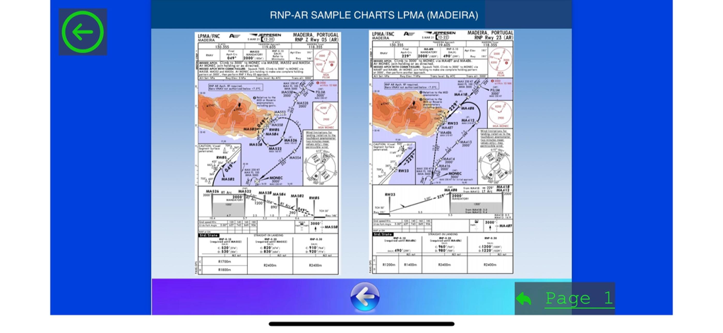 PBN For Pilots - RNP AR sample approach charts for Madeira airport in the PBN For Pilots app