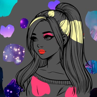 realistic girl with a high ponytail