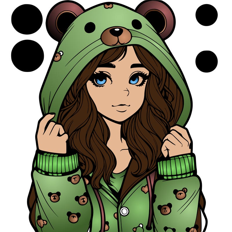 realistic girl in a animal pjs hoodie