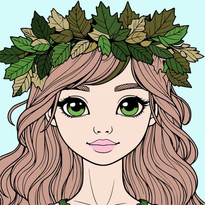 realistic girl with fall leaf crown