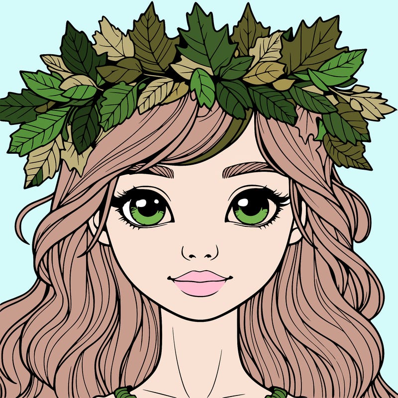 realistic girl with fall leaf crown