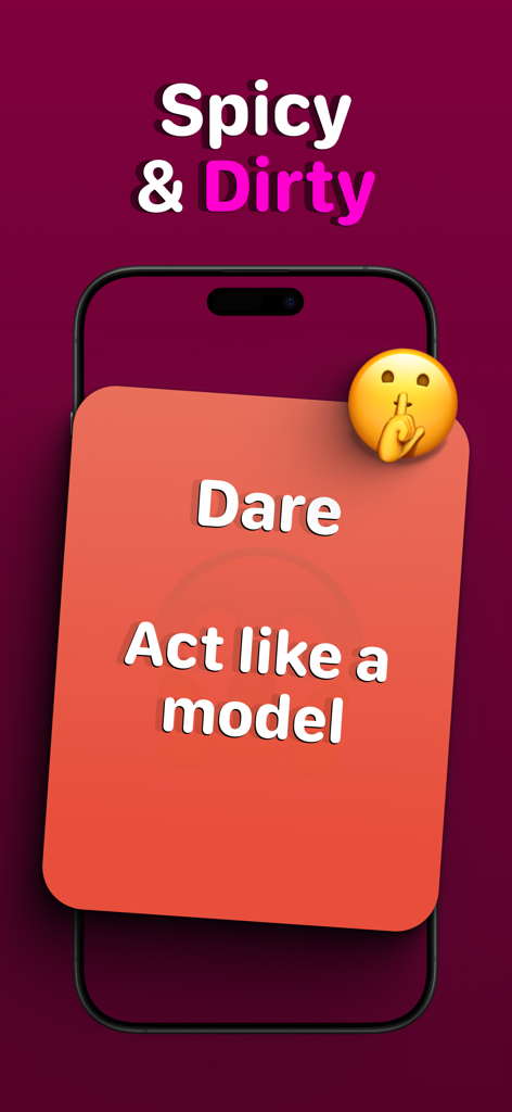 Truth or Dare Dirty Game - Pantalla del smartphone que muestra un desafío de reto de la aplicación Truth or Dare Dirty Game pidiendo a un jugador que actúe como modelo