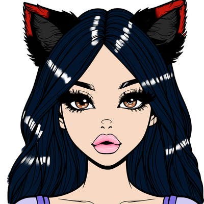 realistic girl with fox ears and realistic lips