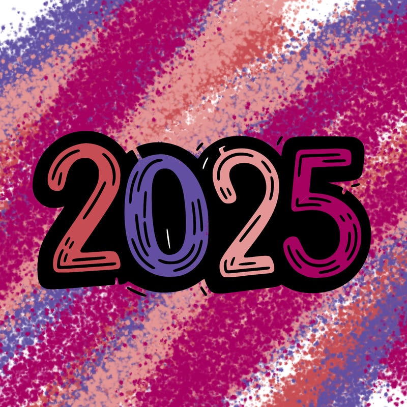 one line scrawled numbers sketch design “2025”