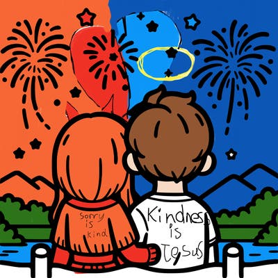 couple watching fireworks