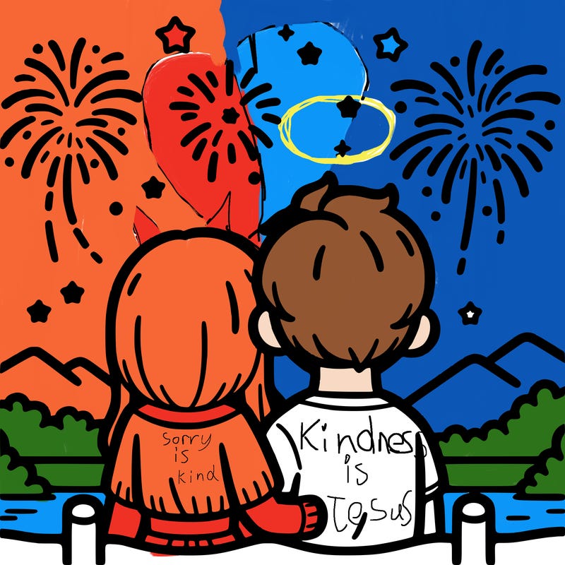 couple watching fireworks