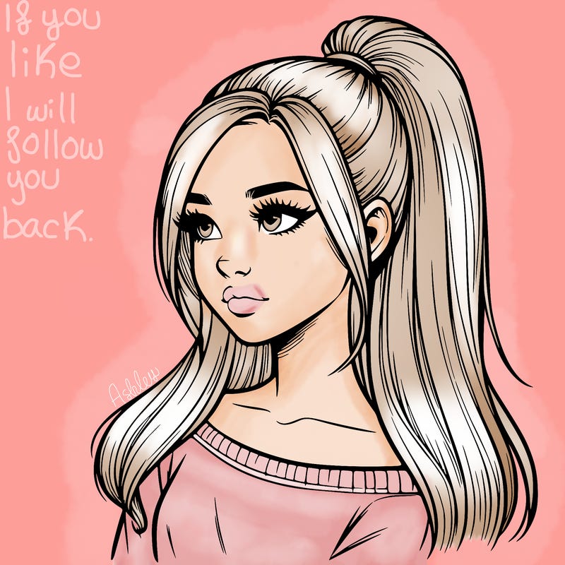 realistic girl with a high ponytail