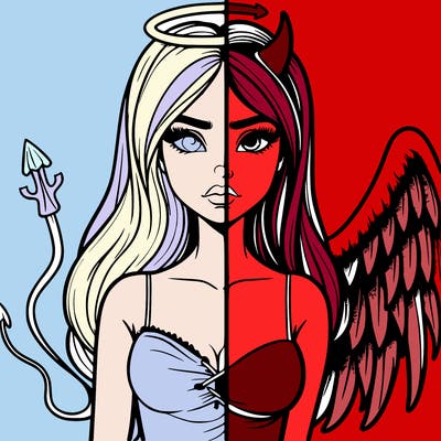devil vs angel realistic girl