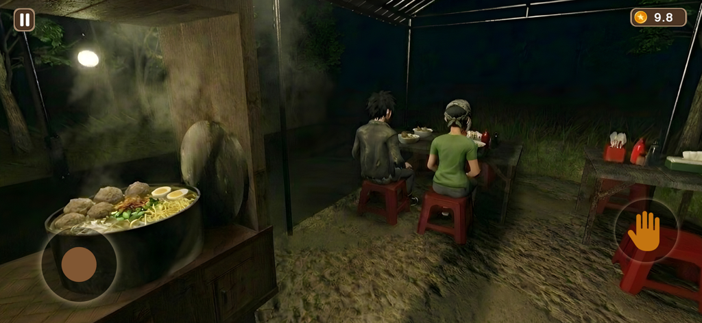 Baksu Noodles Horror Anomalies - A first person view of a night shift at a roadside noodle stall in a horror game