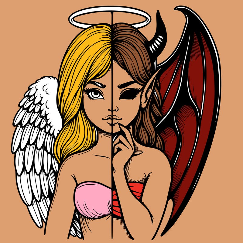 realistic angel half demon