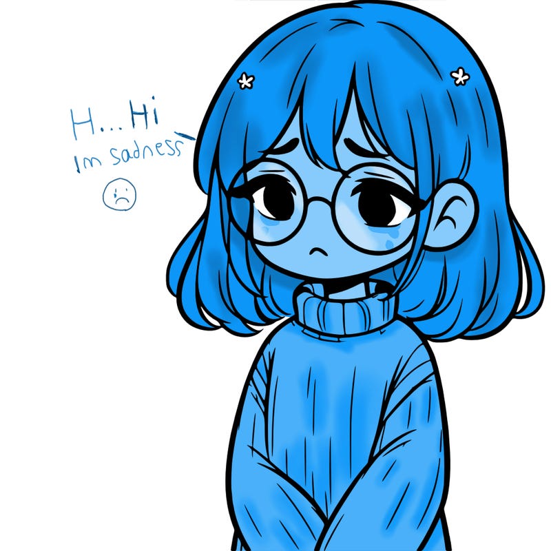 sad girl with glasses in a sweater