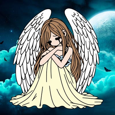 ethereal girl in grief, lonely and heartbroken