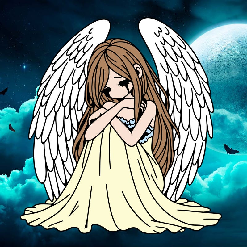 ethereal girl in grief, lonely and heartbroken