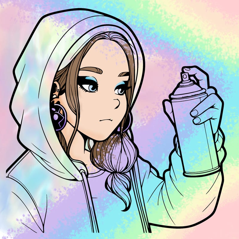 a realistic girl, spray painting