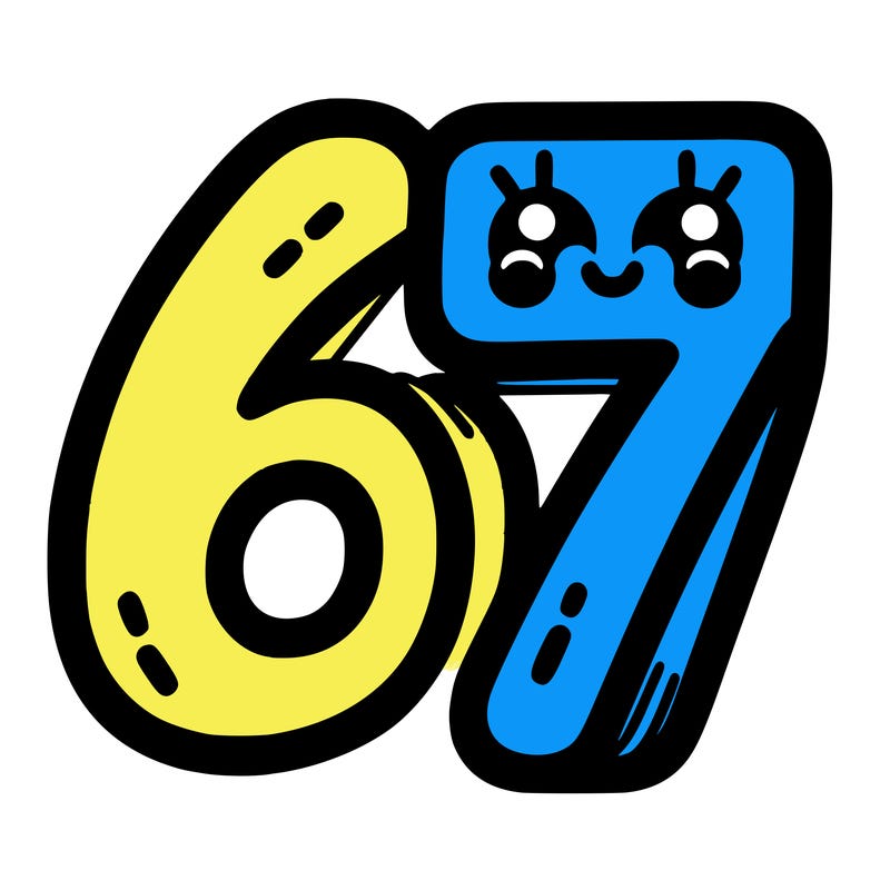 the numbers 67