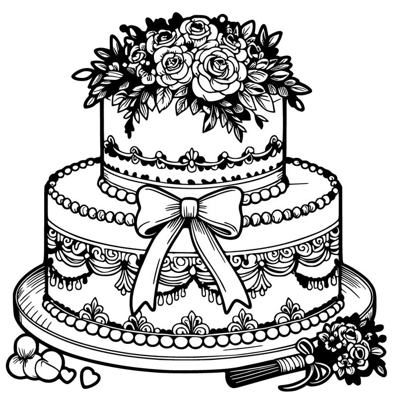 wedding cake in detailed and realistic style