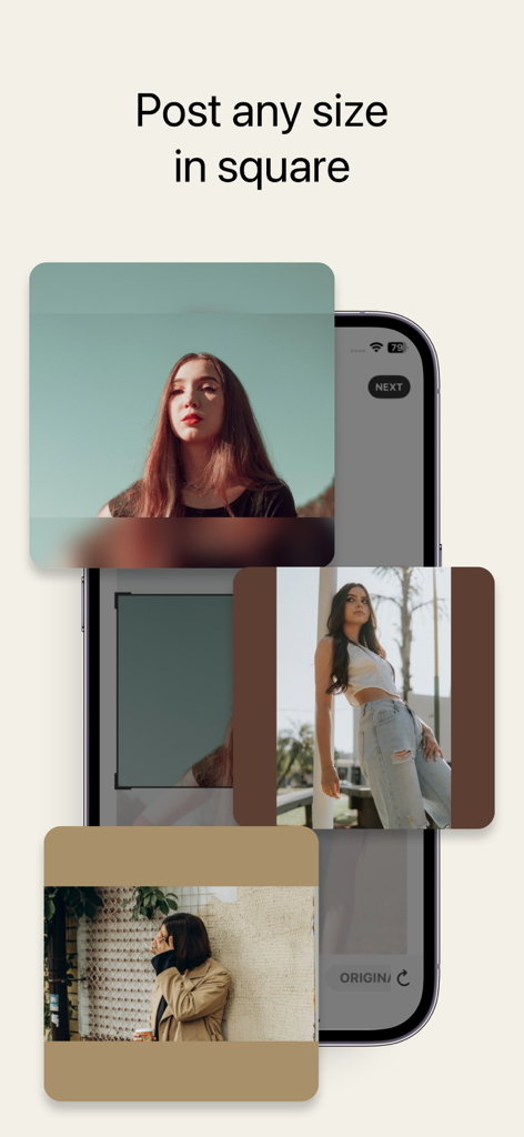 Une capture d'écran de l'application PanoCut montrant comment publier des photos de n'importe quelle taille dans un format carré pour Instagram