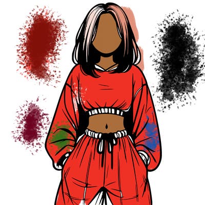 realistic girl faceless with baggy pants and a crop top