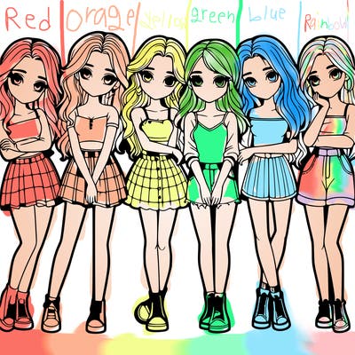 a group of girls realistic