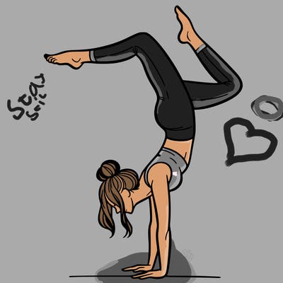 a woman doing a handstand