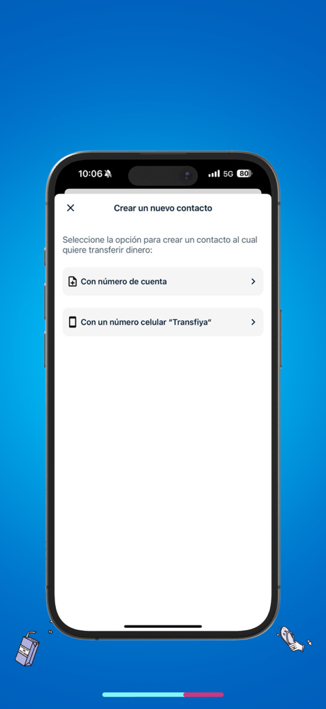 Pantalla para agregar un nuevo contacto por número de cuenta o móvil en la aplicación de Banco Caja Social