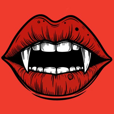lips with vampire teeth
