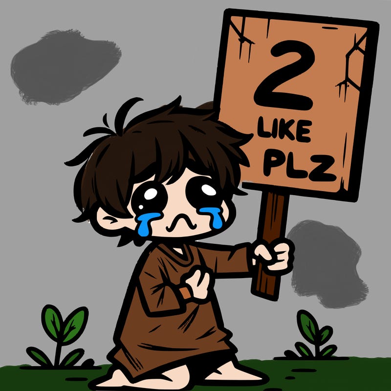 small poor toddler crying with sign that says 2 like plz