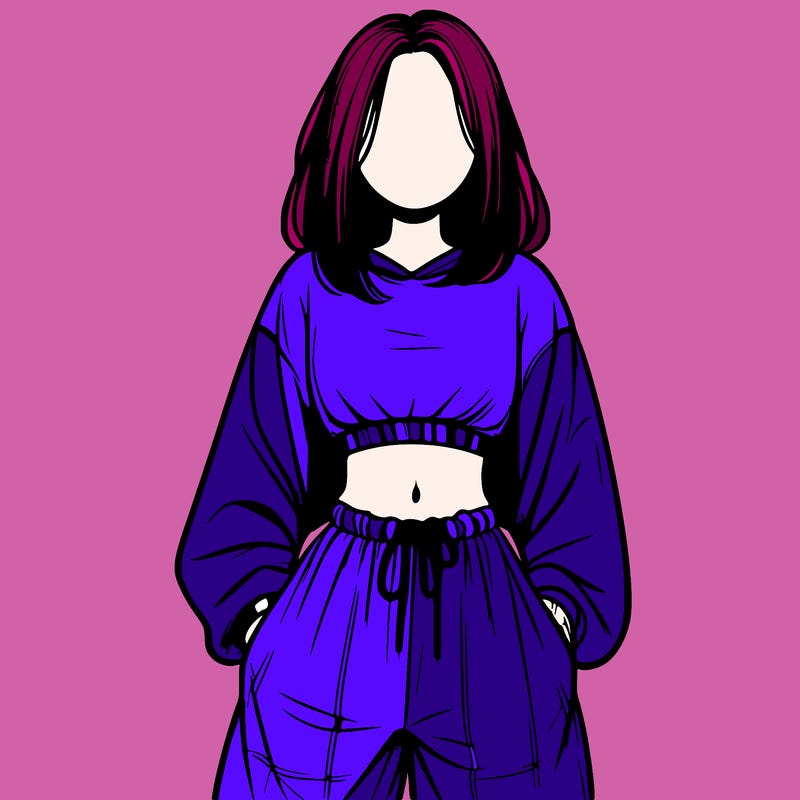 realistic girl faceless with baggy pants and a crop top