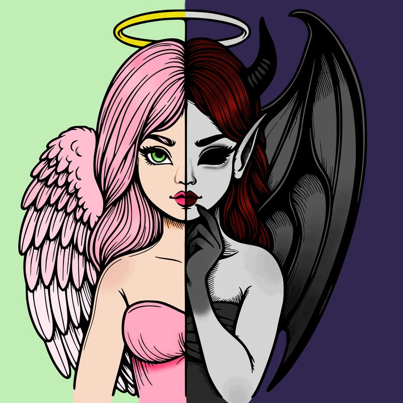 realistic angel half demon