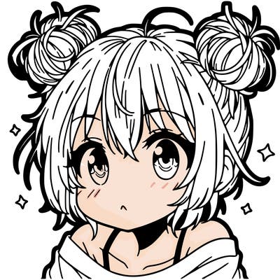 a manga girl with messy small buns