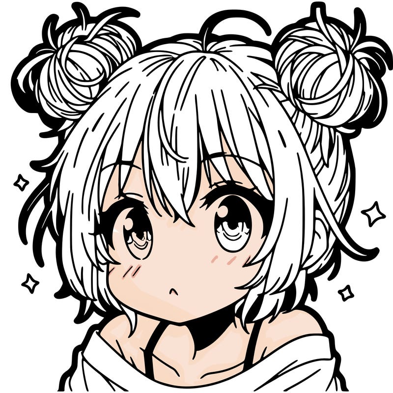a manga girl with messy small buns