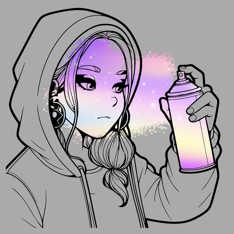 a realistic girl, spray painting