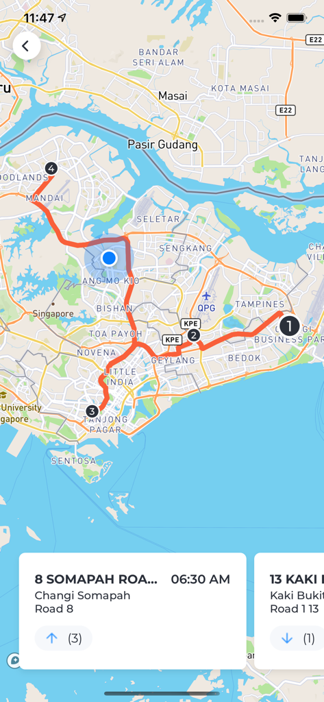 SWAT Driver 2 - SWAT Driver 2 app interface showing a map with a red route and assigned stop details.