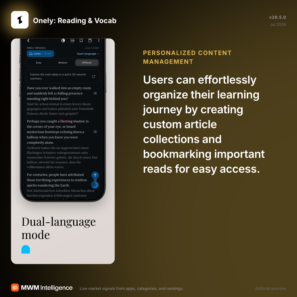 Onely: Reading & Vocab - Education App | MWM